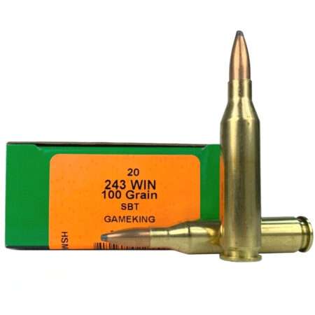 HSM .243 Winchester 100 Gr. Sierra GameKing Soft Point Boat Tail- Box of 20- 243-17-N