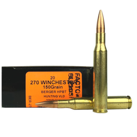 HSM Factory Blemish .270 Winchester 150 Gr. Berger Hunting VLD Hollow Point Boat Tail- Box of 20