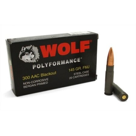 Wolf Polyformance .300 Blackout 145 Gr. Full Metal Jacket (Bi-Metal) Steel Case- Box of 20