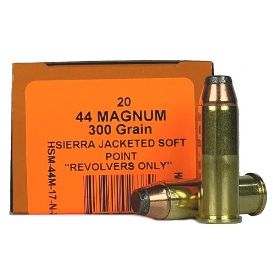 HSM .44 Magnum 300 Gr. Sierra Jacketed Soft Point (Revolvers Only)- Box of 20- 44M-17-N-20