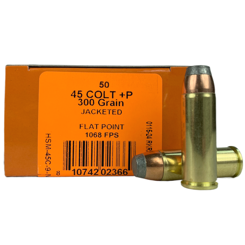 HSM .45 Colt +P 300 Gr. Sierra Jacketed Flat Point- Box of 50- 45C-9-N
