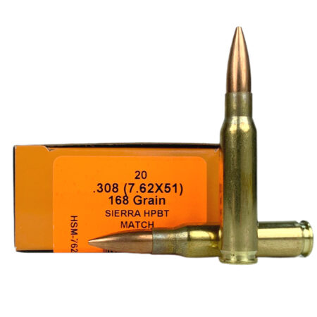 HSM 7.62x51mm 168 Gr. Sierra HPBT Match- Box of 20