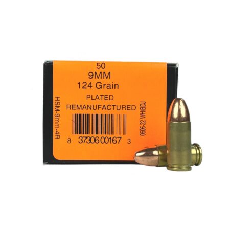 HSM 9mm Luger 124 Gr. Plated Round Nose- Remanufactured- Box of 50
