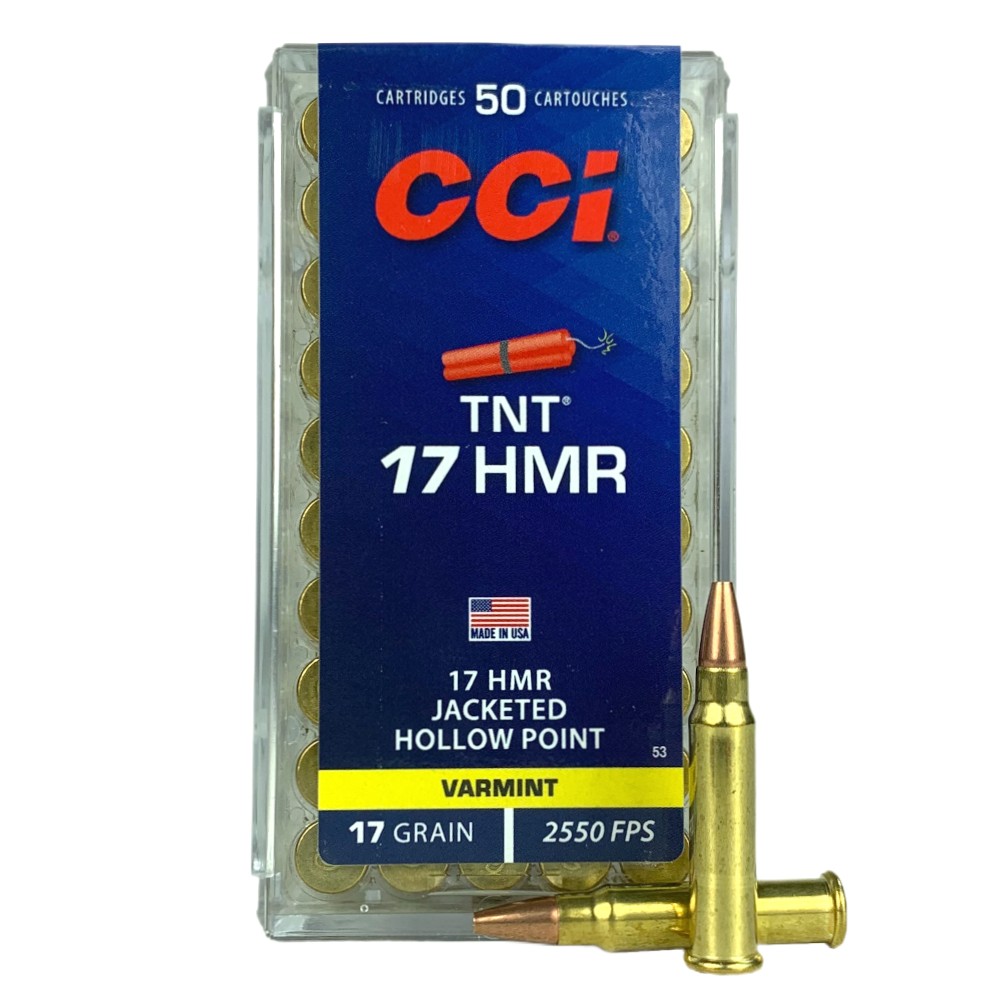 CCI .17 Hornady Magnum Rimfire (HMR) 17 Gr. Speer TNT Jacketed Hollow Point- Box of 50
