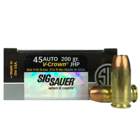 an image of the product SIG SAUER Elite Performance .45 ACP 200 Gr. V-Crown JHP- Box of 50- E45AP1-50