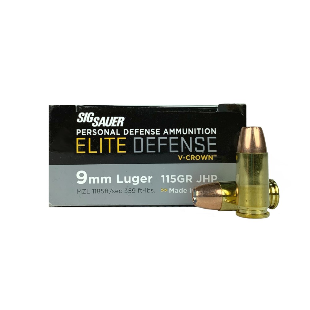 SIG SAUER Elite Performance 9mm Luger 115 Gr. V-Crown JHP- Box of 50