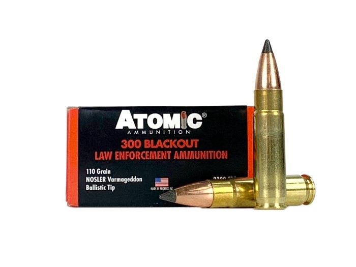 Atomic Law Enforcement .300 AAC Blackout 110 Gr. Nosler Varmageddon Ballistic Tip- Box of 20