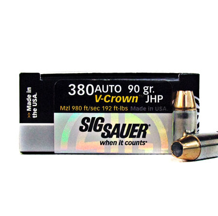 SIG SAUER Elite Performance .380 ACP 90 Gr. V-Crown JHP- Box of 20