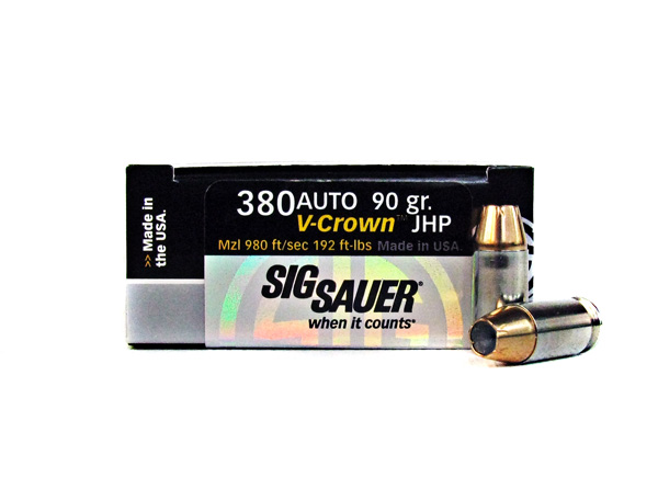 SIG SAUER Elite Performance .380 ACP 90 Gr. V-Crown JHP- Box of 20