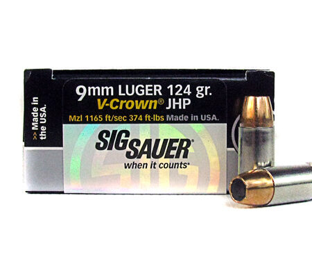 SIG SAUER Elite Performance 9mm Luger 115 Gr. V-Crown JHP- Box of 20