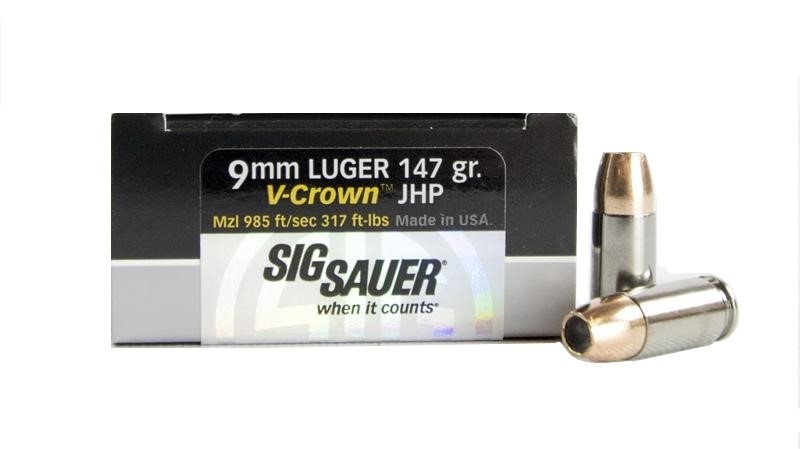 SIG SAUER Elite Performance 9mm Luger 147 Gr. V-Crown JHP- Box of 20