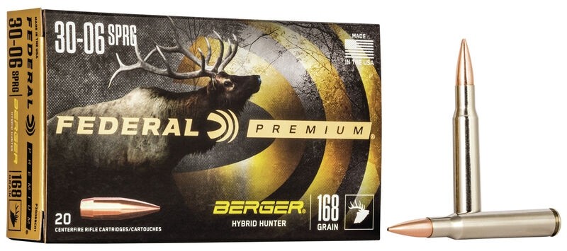 Federal Premium 30-06 Springfield 168 Gr. Berger Hybrid Hunter- Box of 20