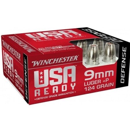 Winchester USA Ready 9mm Luger +P 124 Gr. Hollow Point- Box of 20