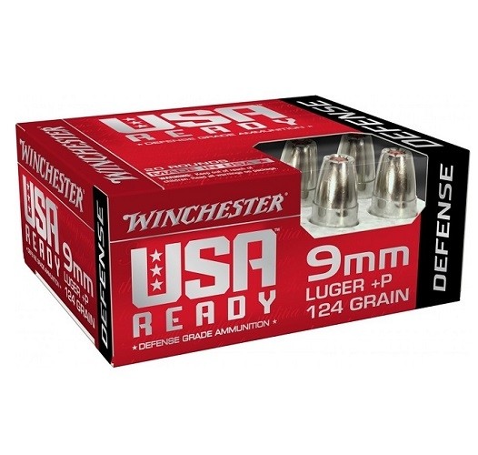 Winchester USA Ready 9mm Luger +P 124 Gr. Hollow Point- Box of 20