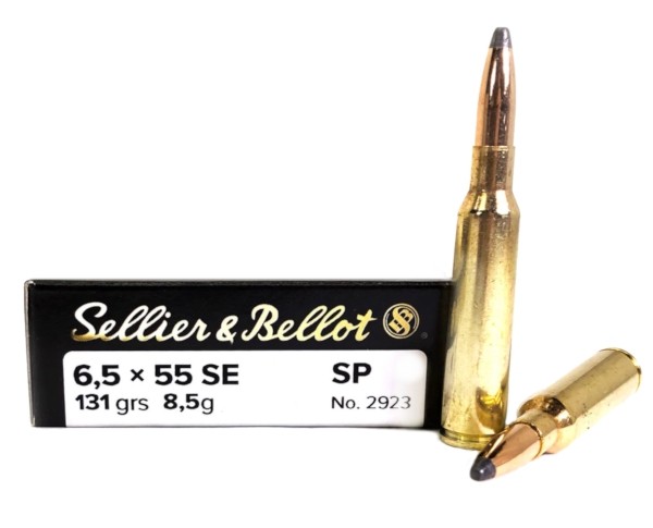 Sellier & Bellot 6.5x55mm Swedish Mauser 131 Gr. Semi-Jacketed Soft Point- Box of 20