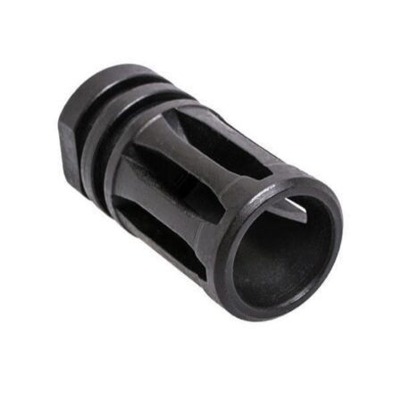 an image of the product CMMG AR-10, LR308 A2 Style Standard Flash Hider/Compensator Threaded 5/8"x24- Steel- Matte Black - 38DA573