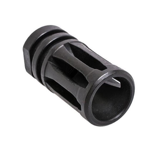 an image of the product CMMG AR-10, LR308 A2 Style Standard Flash Hider/Compensator Threaded 5/8"x24- Steel- Matte Black - 38DA573