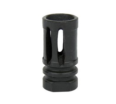 an image of the product AR15 9mm Short Bird Cage Style Muzzle Brake 1/2 x 36" Thread with Crush Washer- Black Steel - MZ1001-9MM
