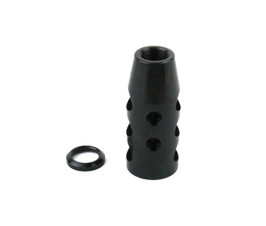an image of the product AR15 .223/.556 Compact Style Muzzle Brake 1/2"x28 Thread with Crush Washer- Black Nitrided - MZ1002-N