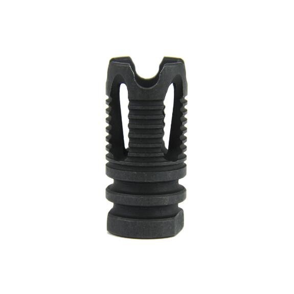 an image of the product AR10 .308 Four Prong Muzzle Brake 5/8"x24 Thread with Crush Washer- Black Nitride - MZ1014-3B-N