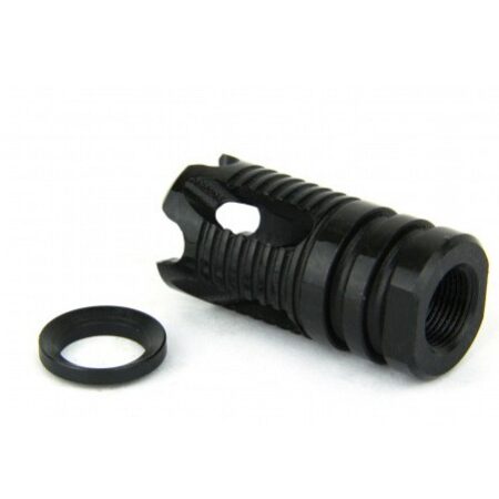 an image of the product AR15 .223/.556-four-prong-muzzle Brake 1/2"x28 Thread with Crush Washer- Black Nitrided - MZ1014-N