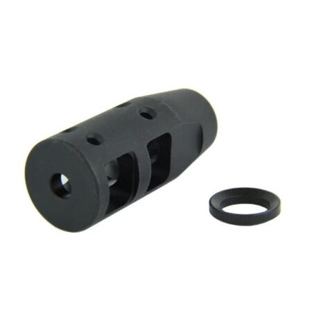 an image of the product AR15 .223/5.56 Dragon Style Muzzle Brake 1/2"x28 Thread with Crush Washer- Black Steel - MZ1018