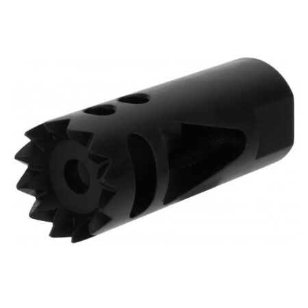 an image of the product AR10 .308 Door Breacher Muzzle Brake 5/8"x24 Thread with Crush Washer- Steel Black - MZ1019-3B