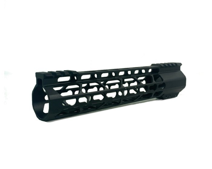 an image of the product AR15 Ultra Slim KeyMod Free-Float Top Cut Clamp-On Handguard 10"- Aluminum Black- 10-KMFF-TCV2