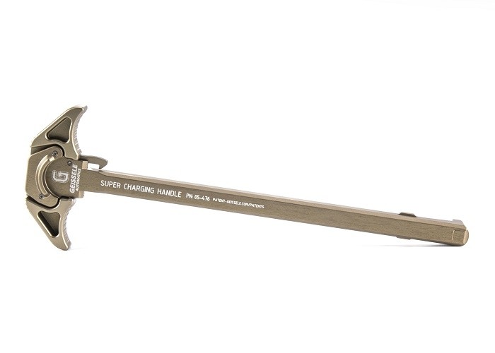 an image of the product Geissele Automatics AR-10 7.62 Ambidextrous Super Charging Handle- Aluminum Desert Dirt- 05-476S