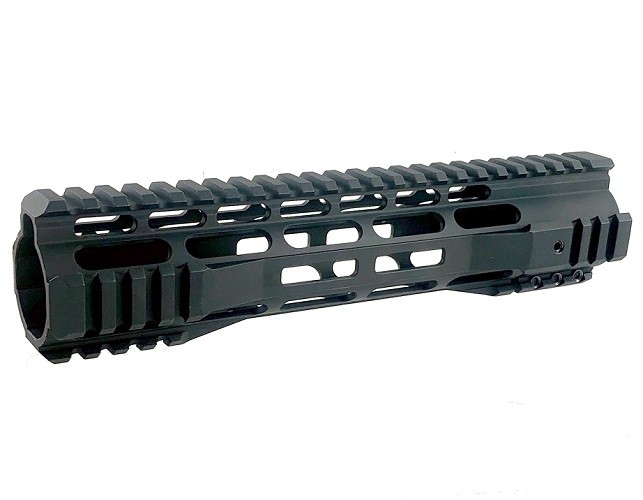 an image of the product AR15 Free-Float M-Lok Hybrid Full Top Slim Center 10" Clamp-on Handguard- Aluminum Black- 10-MLFF-HYB