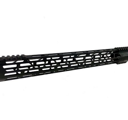 an image of the product AR10 .308 DPMS Ultra Slim M-LOK Free Floating Top Cut Clamp-on Handguard- 17" Rifle Length- Aluminum Black- 17-MLFF-TC-308