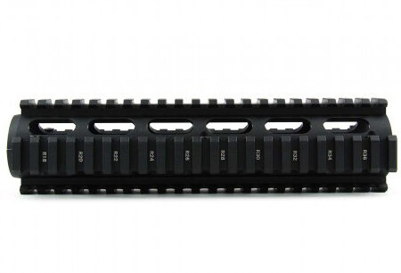 an image of the product AR15 Light Weight 2-Piece Drop-In Quad Rail 9"- Aluminum Black - HG01-9