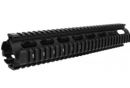 an image of the product AR15 Light Weight 2-Piece Drop-In Quad Rail 12"- Aluminum Black- HG01-12