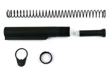 AR15 Mil-Spec Rifle Buffer Tube Kit with Regular End Plate- Aluminum Black