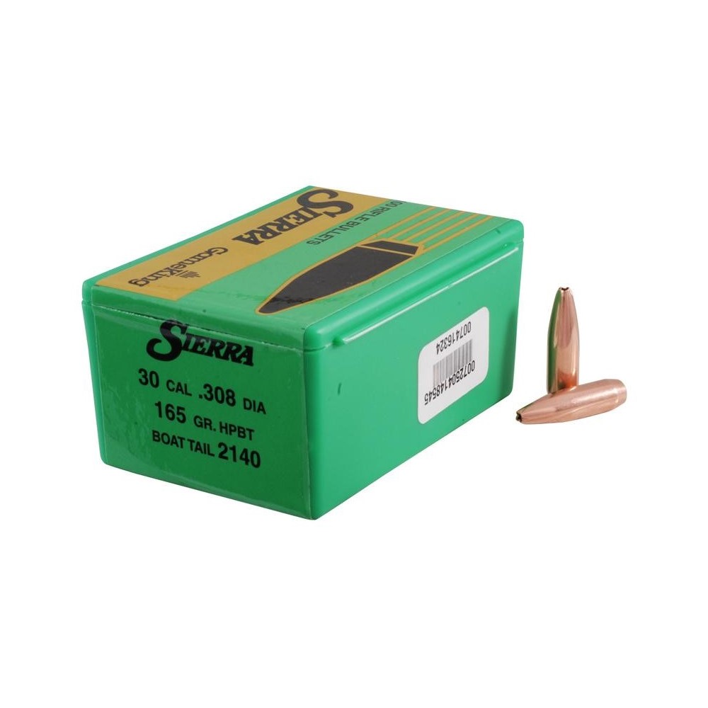 Sierra Bullets .30 Caliber (.308 Diameter) 165 Gr. GameKing Hollow Point Boat Tail- Box of 100- 2140