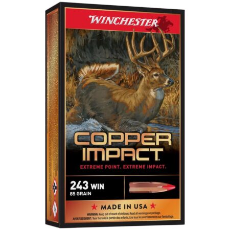 Winchester Copper Impact .243 Winchester 85 Gr. Copper Extreme Point Polymer Tip- Lead-Free- Box of 20