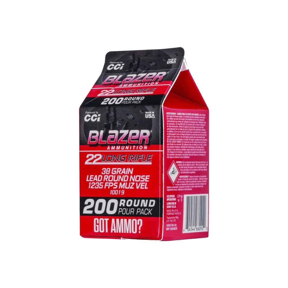 an image of the product CCI Blazer .22 Long Rifle 38 Gr. Lead Round Nose- Value Pack of 200 - 10019