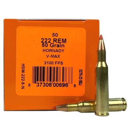 HSM .222 Remington 50 Gr. Hornady V-Max Polymer Tip- Box of 50- 222-8-N