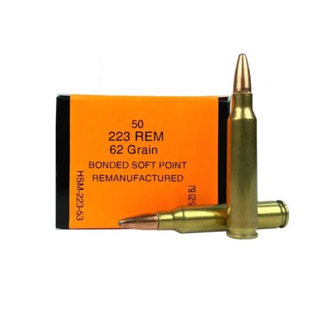HSM .223 Remington 62 Gr. Bonded Soft Point- Remanufactured- Box of 50