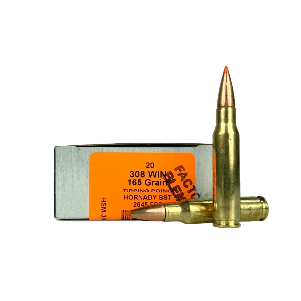 HSM Tipping Point 2 Factory Blemish .308 Winchester 165 Gr. Hornady SST Polymer Tip- Box of 20