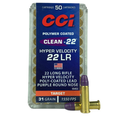 CCI Clean-22 Hyper Velocity .22 Long Rifle 31 Gr. Purple Polymer Coated Round Nose- Box of 50