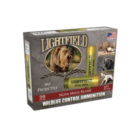 an image of the product Lightfield Wildlife Control 20 Ga 2-3/4" Nova Mega Blank- Box of 5 - CWNB-20