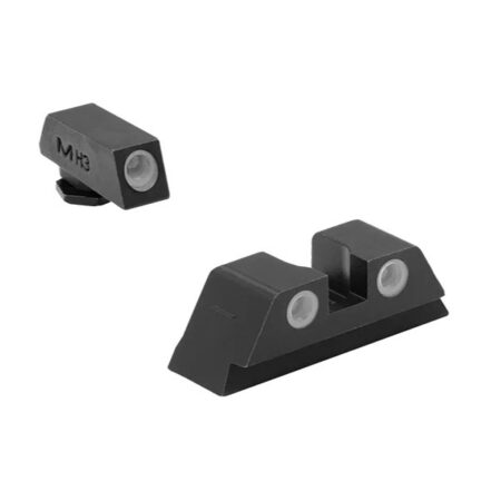 MeproLight Tru-Dot Self-Illuminated Fixed Pistol Sights, Sig Sauer 9mm/.357 P-frames(Except P365/P365XL)- Green Tru-Dot/Green 2 Dot Rear