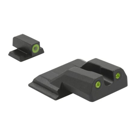 MeproLight Hyper-Bright Self-Illuminated Fixed Pistol Sights, S&W M&P Shield/Shield Plus- Green Ring 2 Dot