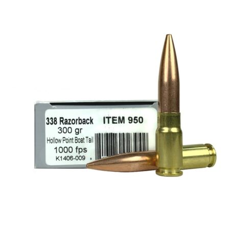 Underwood .338 Razorback 300 Gr. Hollow Point Boat Tail- Subsonic- Box of 20