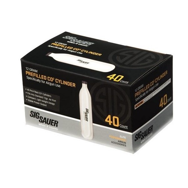 SIG SAUER 12 Gram Prefilled CO2 Cylinder- Pack of 40