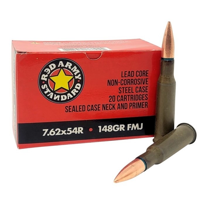an image of the product Red Army Standard 7.62x54R 148 Gr. Full Metal Jacket (Bi-Metal) Steel Case- Box of 20