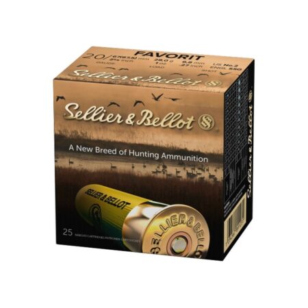 an image of the product Sellier & Bellot Favorit 20 Gauge 2-5/8" 1 oz #2 Lead Buckshot- Box of 25 - SB20BSA
