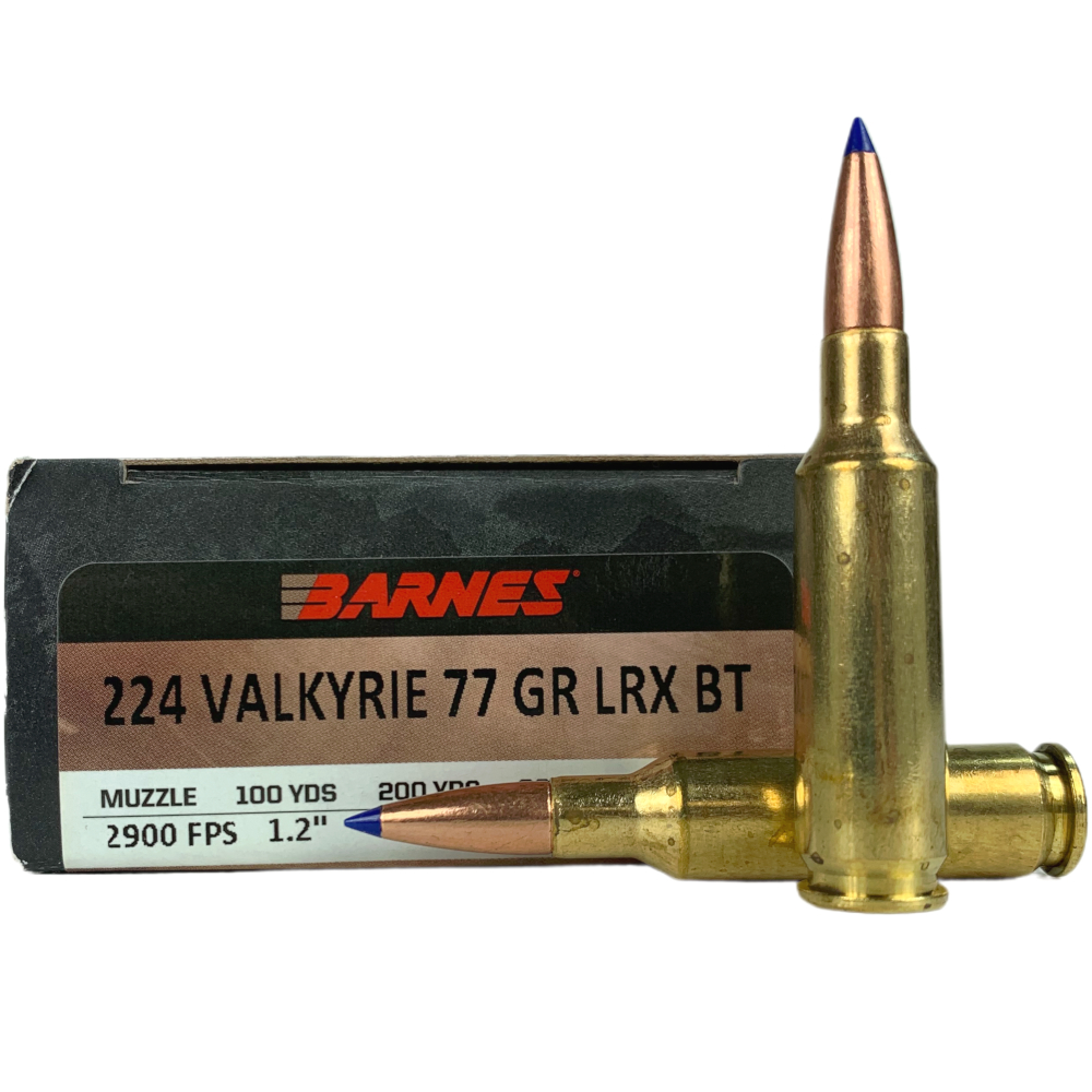Barnes VOR-TX Long Range .224 Valkyrie 77 Gr. Barnes LRX Boat Tail- Lead-Free- Box of 20- 32161