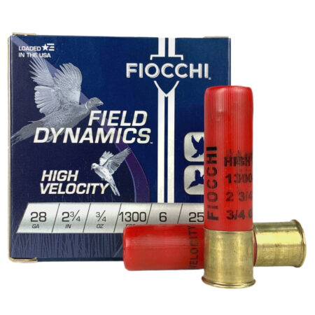 an image of the product Fiocchi Field Dynamics High Velocity 28 Gauge 2-3/4" 3/4 Oz. #6 Shot- Box of 25